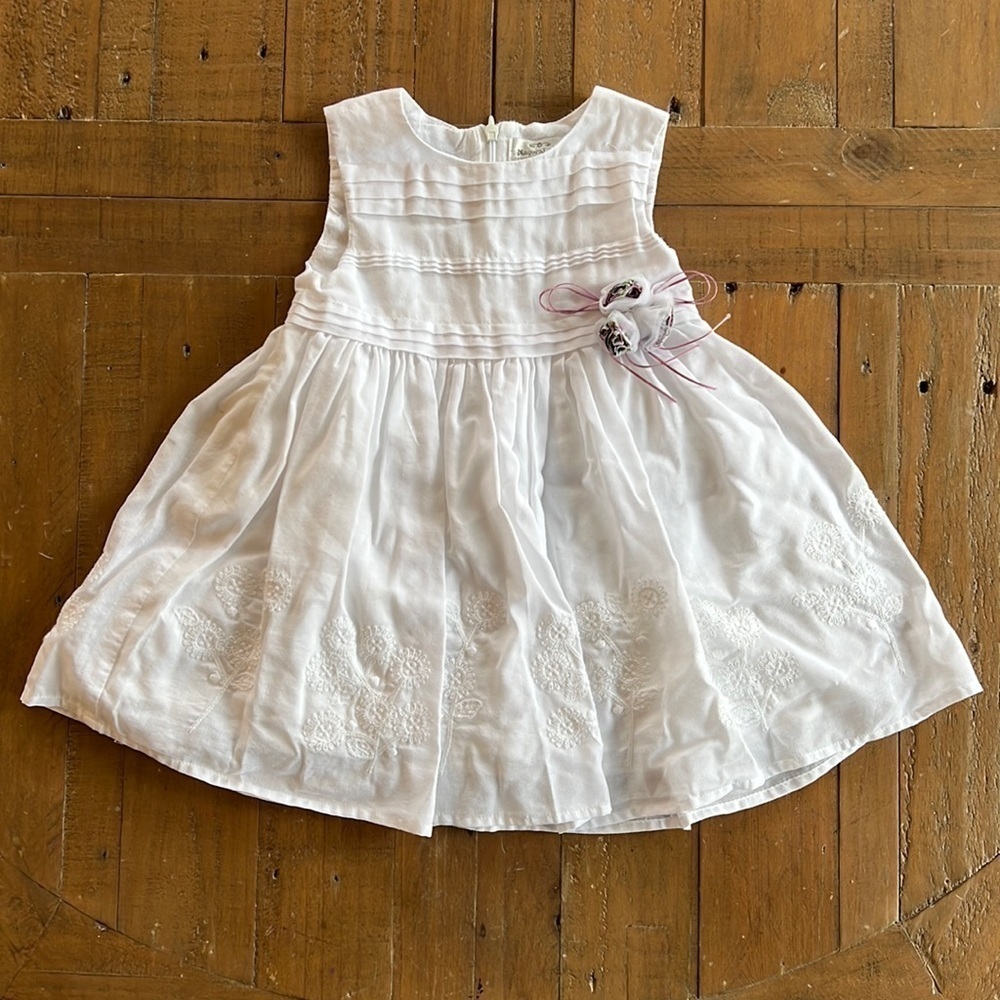 Mayoral white embroidered sleeveless dress